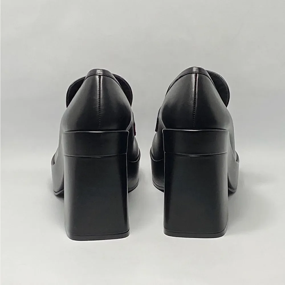 Versace Logo Leather Platform Pumps size 40